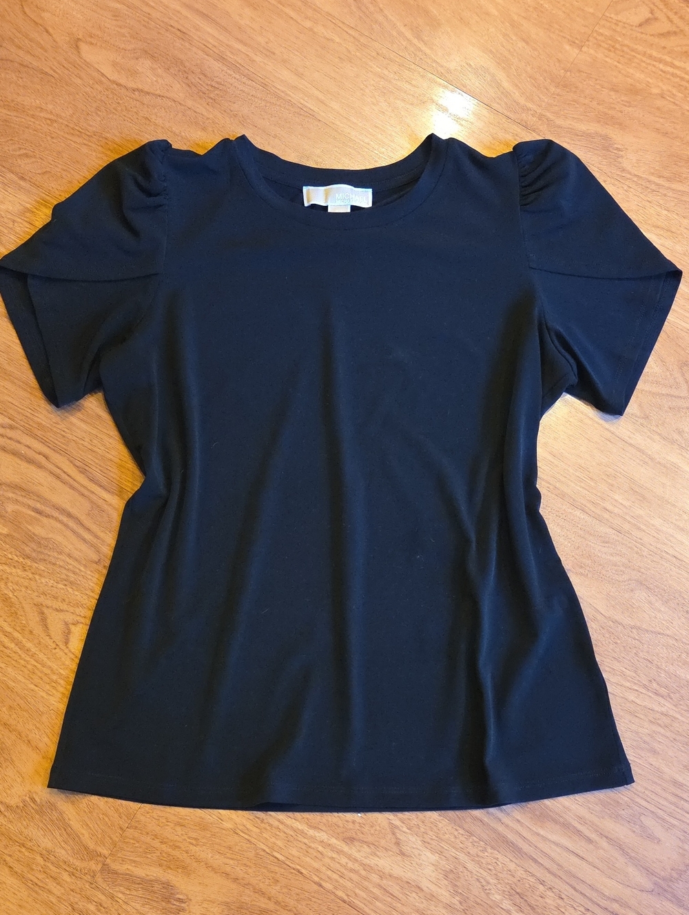 Michael Kors Women's Black Short Tulip Sleeve Crewneck Top - Size Small
